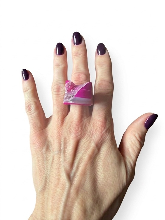 Jewelry - Pink Geode Statement Ring